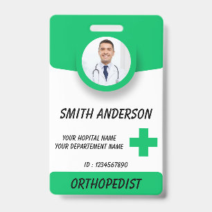 Custom Hospital Logo Employee Photo Blue ID Badge