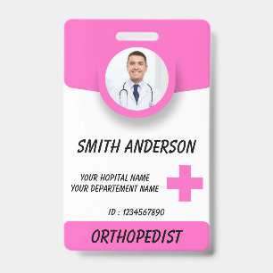 Custom Hospital Logo Employee Photo Blue ID Badge