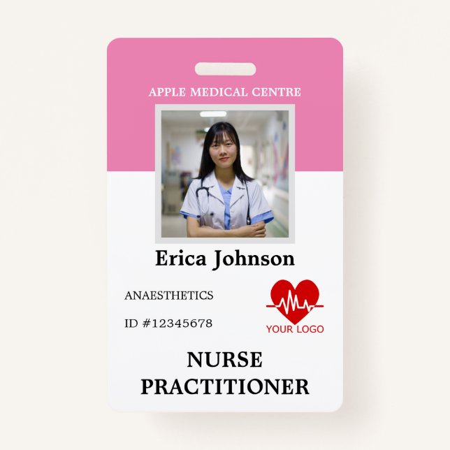custom Hospital medical Employee Logo & Photo ID ID Badge (Front)