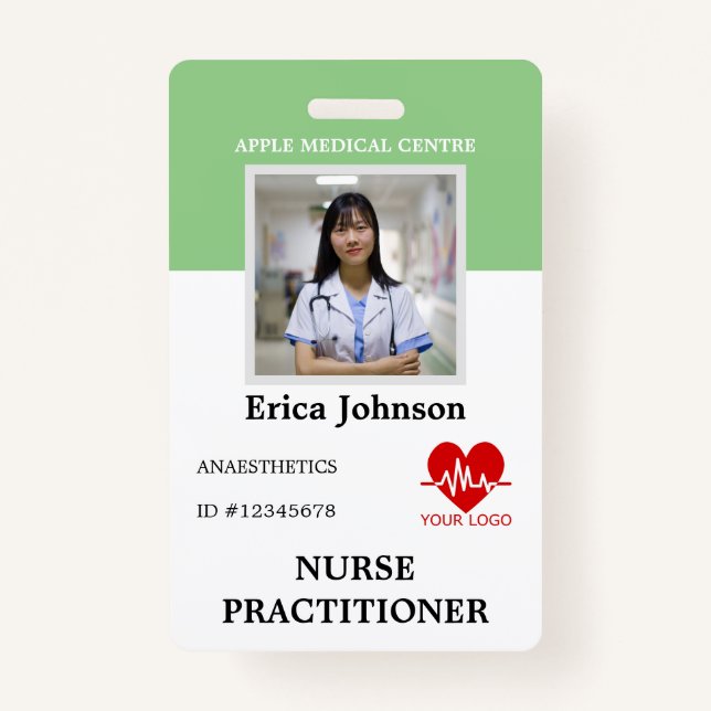 custom Hospital medical Employee Logo & Photo ID ID Badge (Front)