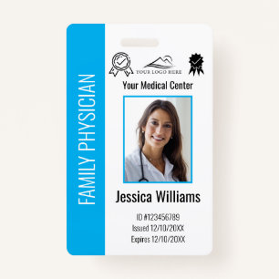 Custom Hospital Medical Employee Photo Blue ID ID Badge