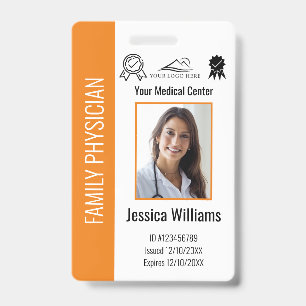 Custom Hospital Medical Employee Photo Orange ID Badge