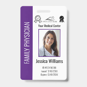 Custom Hospital Medical Employee Photo Purple ID Badge
