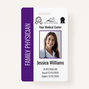 Custom Hospital Medical Employee Photo Purple ID ID Badge