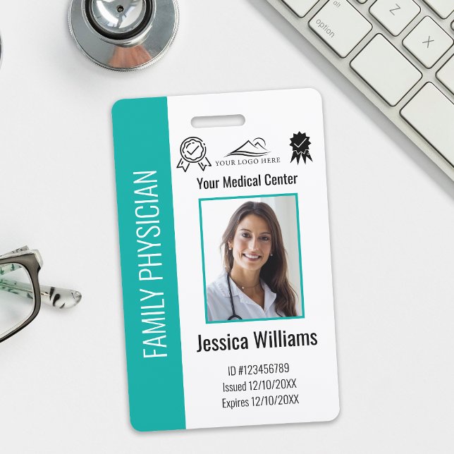 Custom Hospital Medical Employee Photo Teal ID ID Badge (Creator Uploaded)