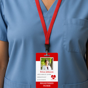 custom Hospital nurse Employee Logo & Photo ID Badge