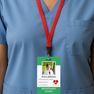 custom Hospital nurse Employee Logo & Photo ID ID Badge