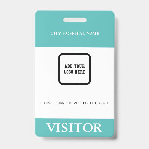 Custom Hospital Visitor Pass Barcode Logo ID Badge