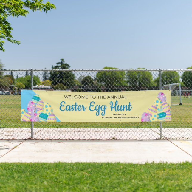 Custom Hosted by Annual Easter Egg hunt signage  Banner (Insitu)