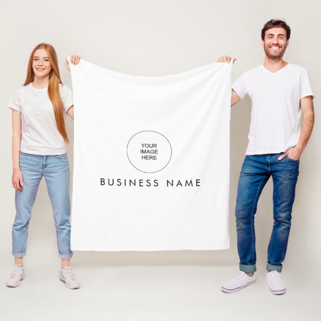 Custom Hostel Motel Hotel Logo Here Elegant Simple Fleece Blanket (In Situ)