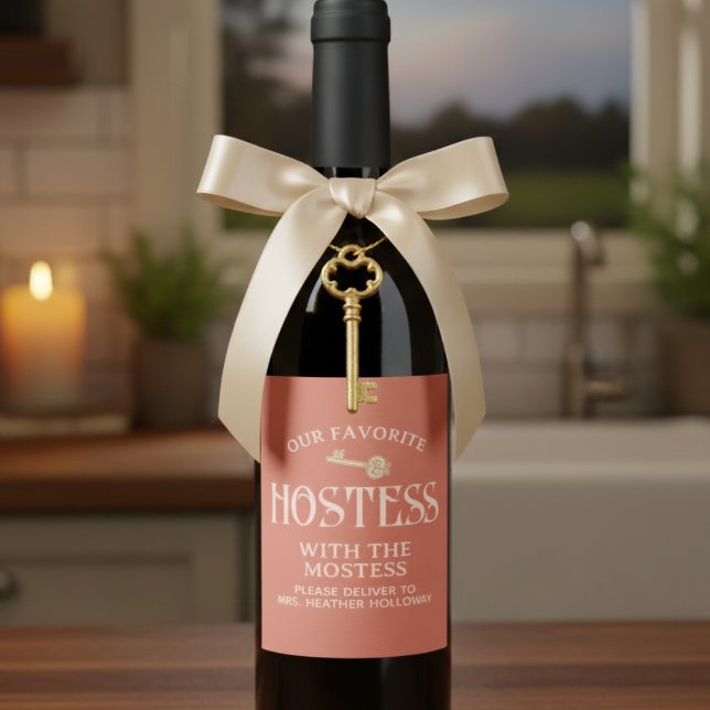 Custom Hostess with the Mostess Script Gift Wine Label (Looking for the perfect gift for hostess in your life? )