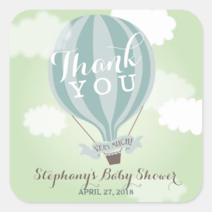 Custom Hot Air Blue Balloon Thank You Stickers