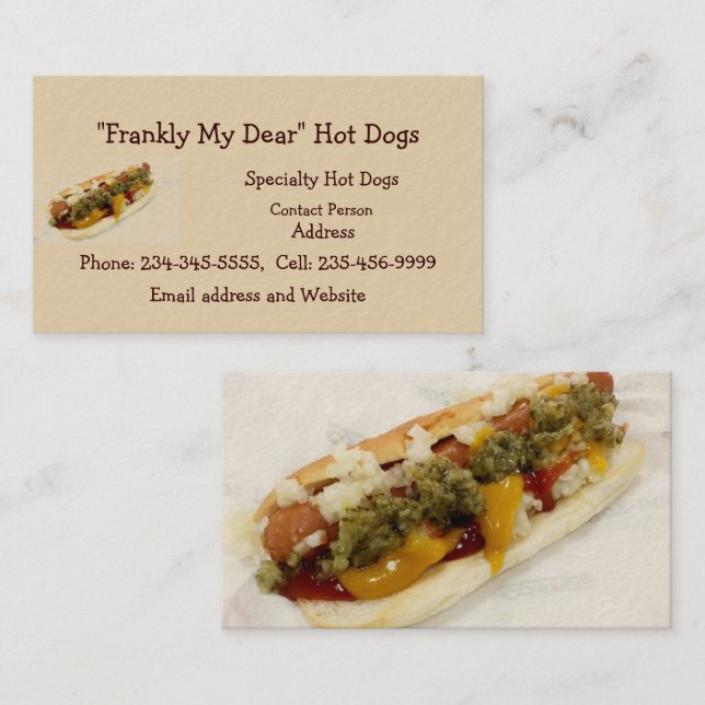 Custom Hot Dog Stand or Food Cart Business Card (Front/Back)