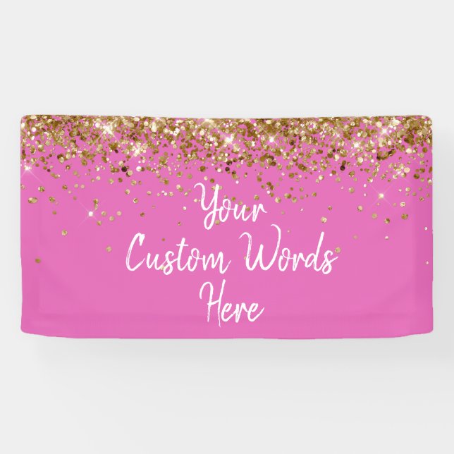 Custom Hot Pink Birthday Party Photo Booth Prop Banner (Horizontal)