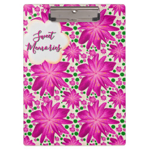 Custom Hot Pink Floral Seamless Pattern Clipboard