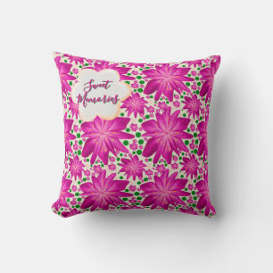 Custom Hot Pink Floral Seamless Pattern  Cushion
