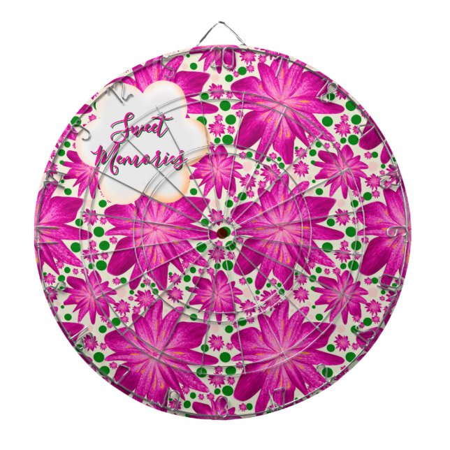 Custom Hot Pink Floral Seamless Pattern  Dartboard (Front)