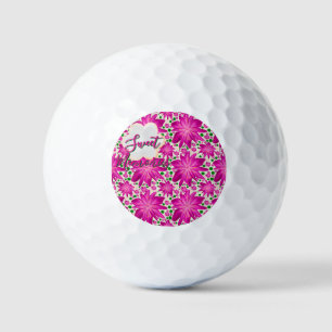 Custom Hot Pink Floral Seamless Pattern  Golf Balls