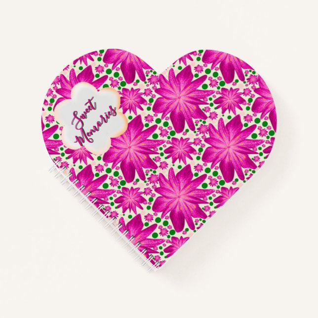 Custom Hot Pink Floral Seamless Pattern  Notebook (Front)