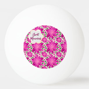 Custom Hot Pink Floral Seamless Pattern Ping Pong Ball