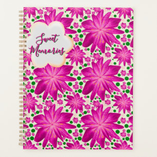 Custom Hot Pink Floral Seamless Pattern  Planner