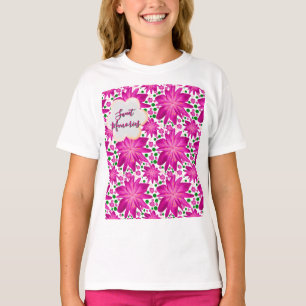 Custom Hot Pink Floral Seamless Pattern T-Shirt