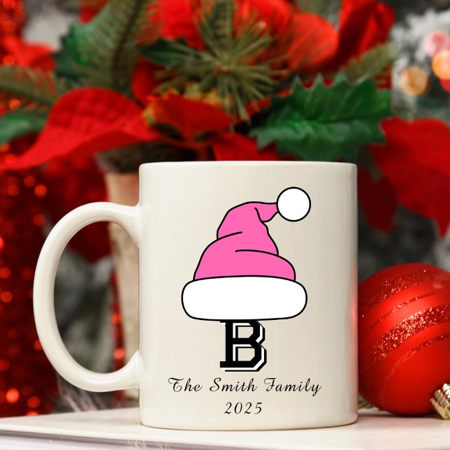 Custom Hot Pink Monogram Family Christmas Coffee Mug (Custom Hot Pink Monogram Family Christmas Coffee Mug
)