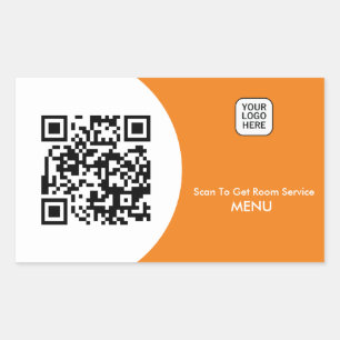 Custom Hotel Room Service Menu QR Code Rectangular Sticker