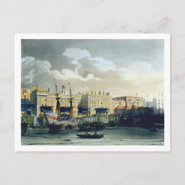 Custom House from the River Thames, from Ackermann Postcard (Front)