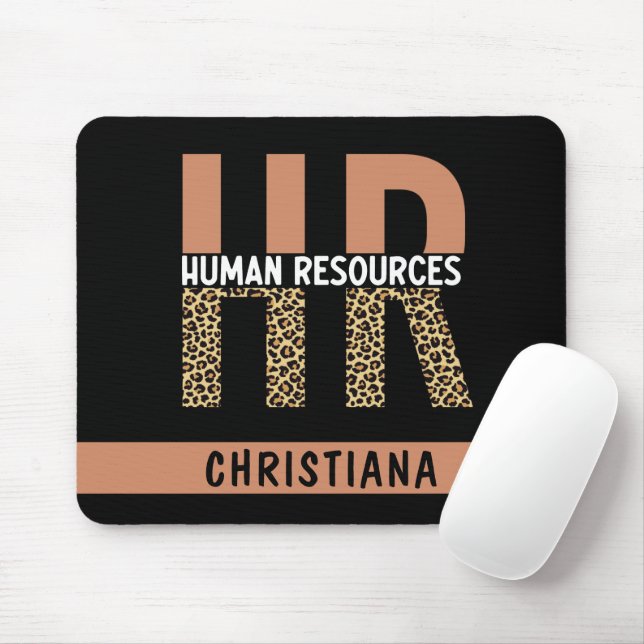 Custom HR Human Resources Leopard Print HR Gifts Mouse Mat (With Mouse)