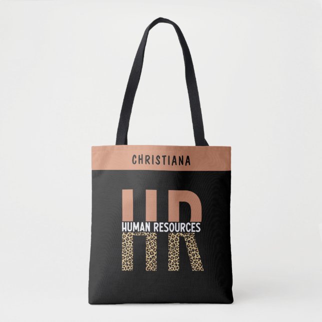 Custom HR Human Resources Leopard Print HR Gifts Tote Bag (Front)