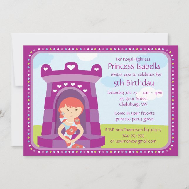 Custom HRH Princess Birthday Party Invitation (Front)