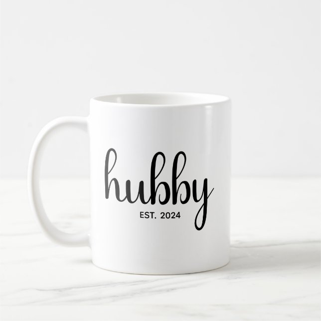 Custom Hubby EST Year Couple Wedding Anniversary Coffee Mug (Left)
