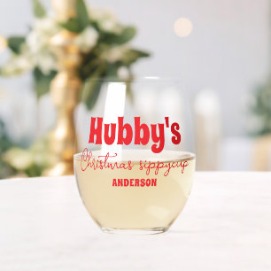 Custom Hubby's Christmas Sippy Cup  Stemless Wine Glass