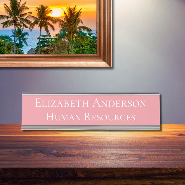 Custom Human Resources Pink Desk Name Plate (Creator Uploaded)