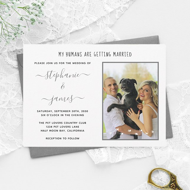 Custom Humans Getting Married Pet Photo Wedding Invitation (Creator Uploaded)