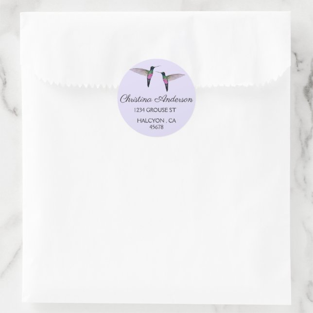 Custom Hummingbird Address Sticker (Bag)