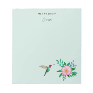 Custom Hummingbird and Wild Rose Notepad