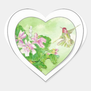 Custom Hummingbird, Bird Collection Heart Sticker