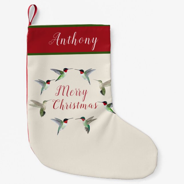 Custom Hummingbird Christmas Stocking (Front)