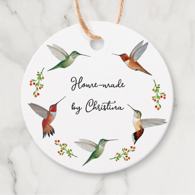 Custom Hummingbird  Favour Tags (Front)