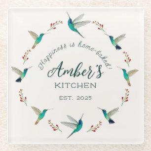 Custom Hummingbird Glass Coaster
