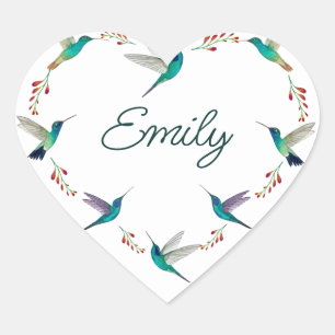Custom Hummingbird  Heart Sticker