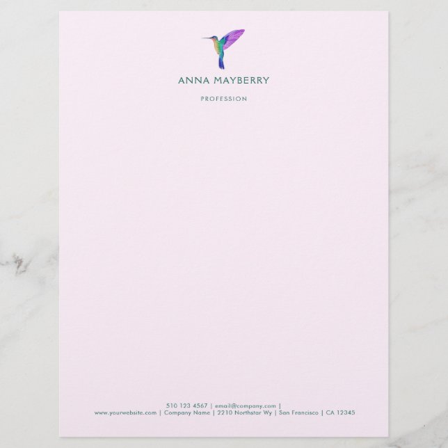 Custom Hummingbird  Letterhead (Front)