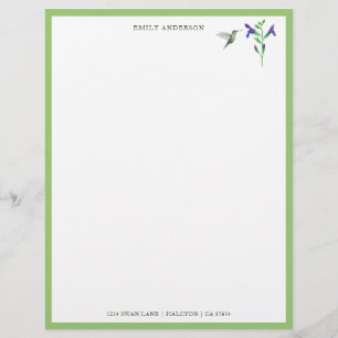 Custom Hummingbird Stationery Paper