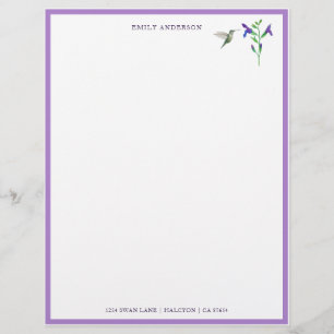 Custom Hummingbird Stationery Paper