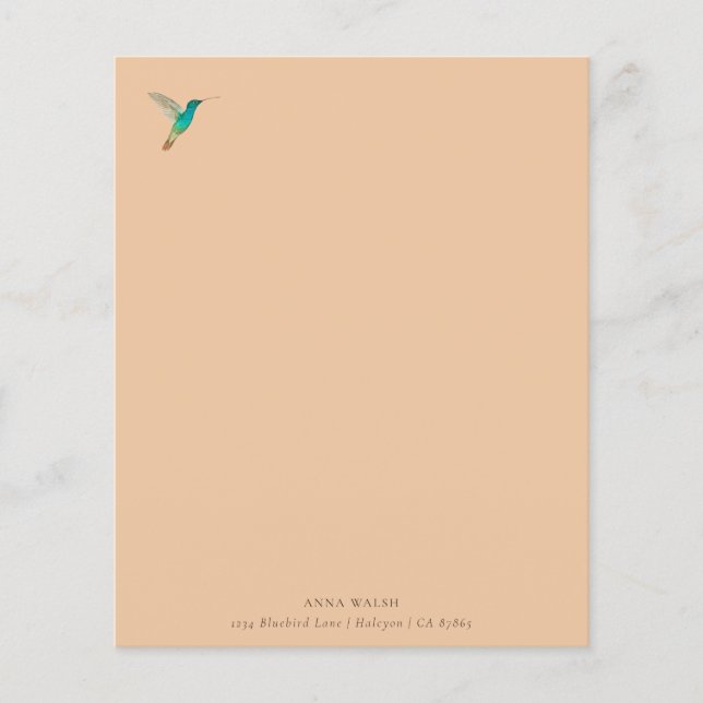 Custom Hummingbird Stationery Paper (Front)