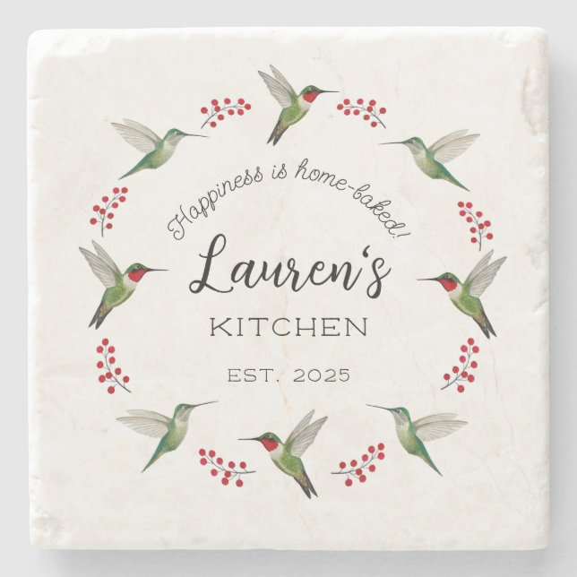 Custom Hummingbird   Stone Coaster (Front)