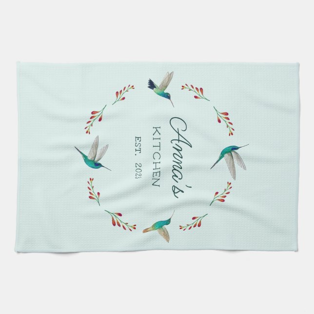 Custom Hummingbird   Tea Towel (Horizontal)