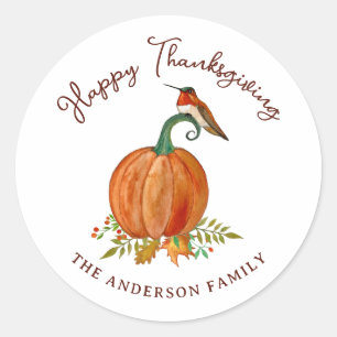 Custom Hummingbird Thanksgiving Classic Round Sticker